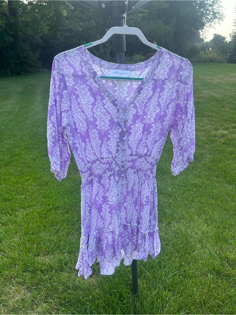 Lilac Floral Mini Dress with Smocked Waist